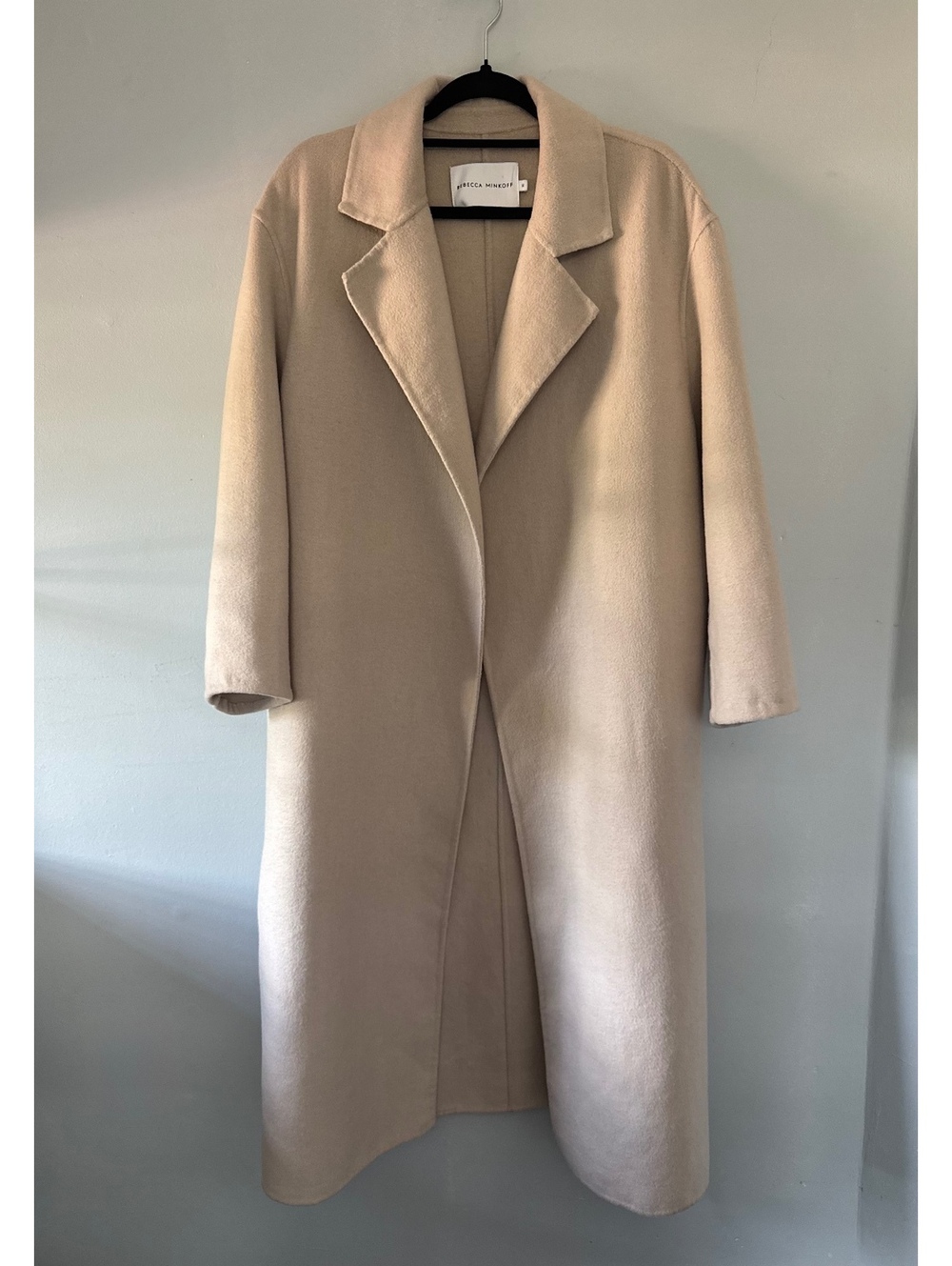 Rebecca Minkoff Cream Beige Wool Blend Long Trench Coat Jacket Size M